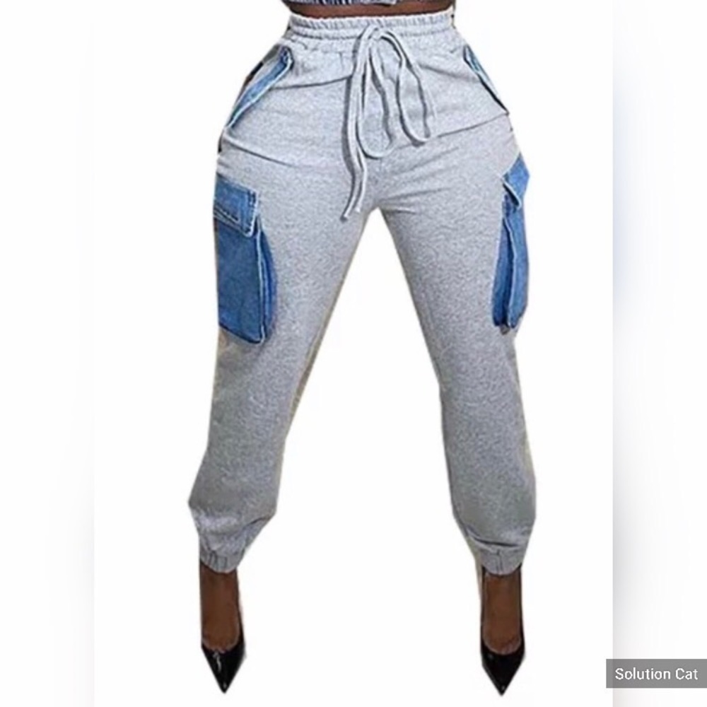 Sweatpants With Denim Utility Pockets